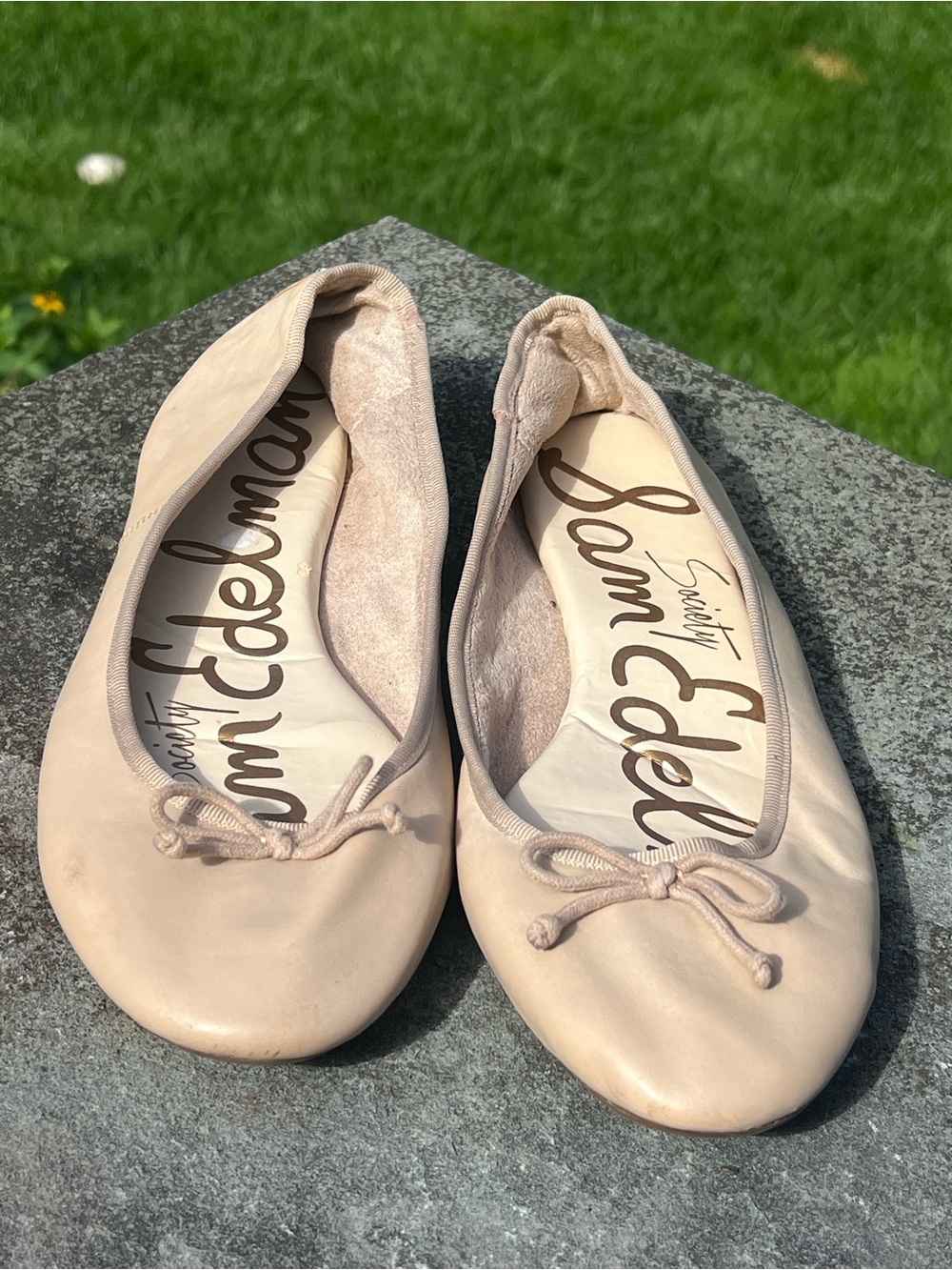 Sam Edelman Blush Beige Leather Ballet Flats with Bow women’s 10.5